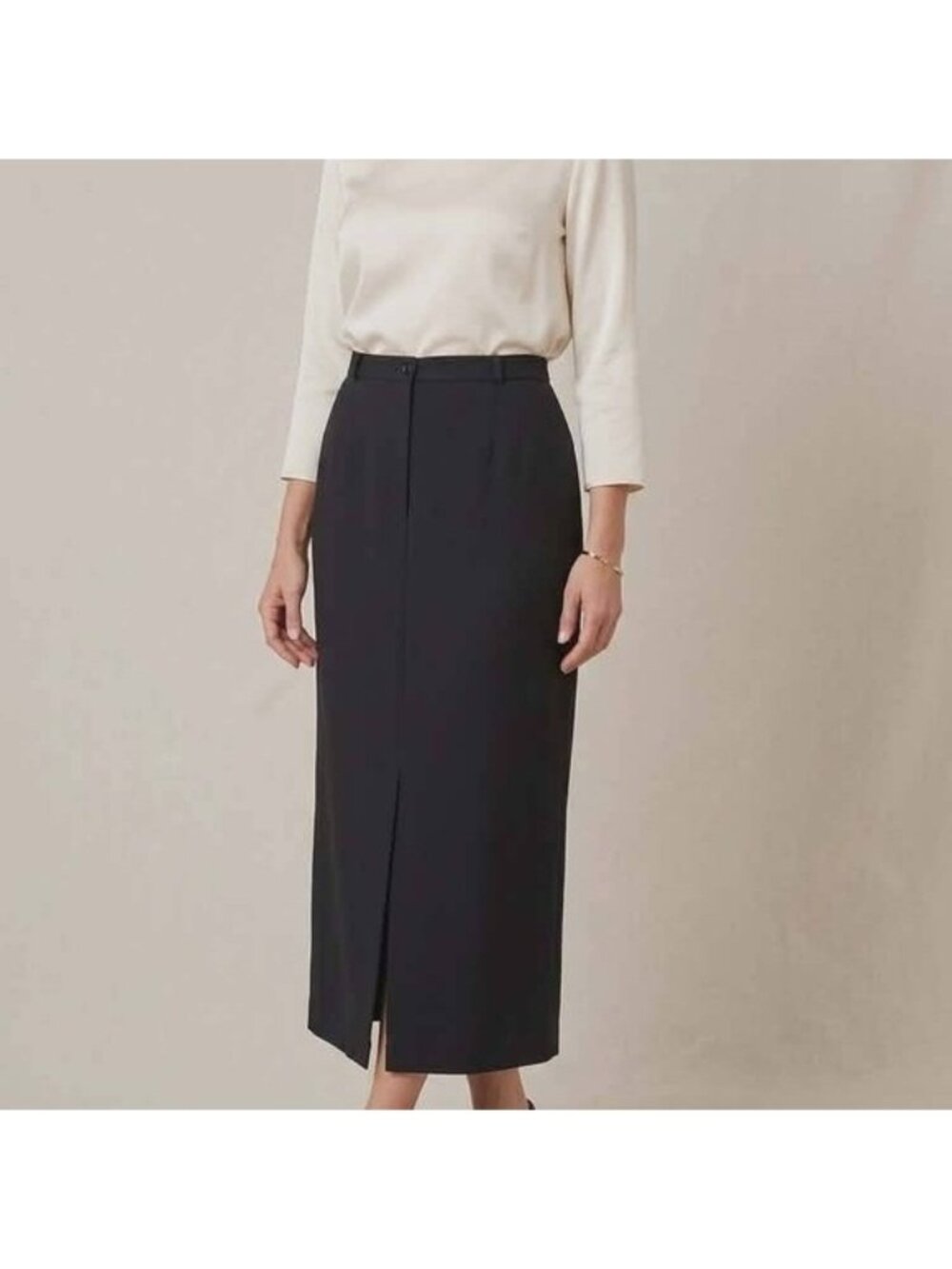 Dallaird Vintage Black Maxi Skirt High Waisted Front Slit Made in Canada Size 14